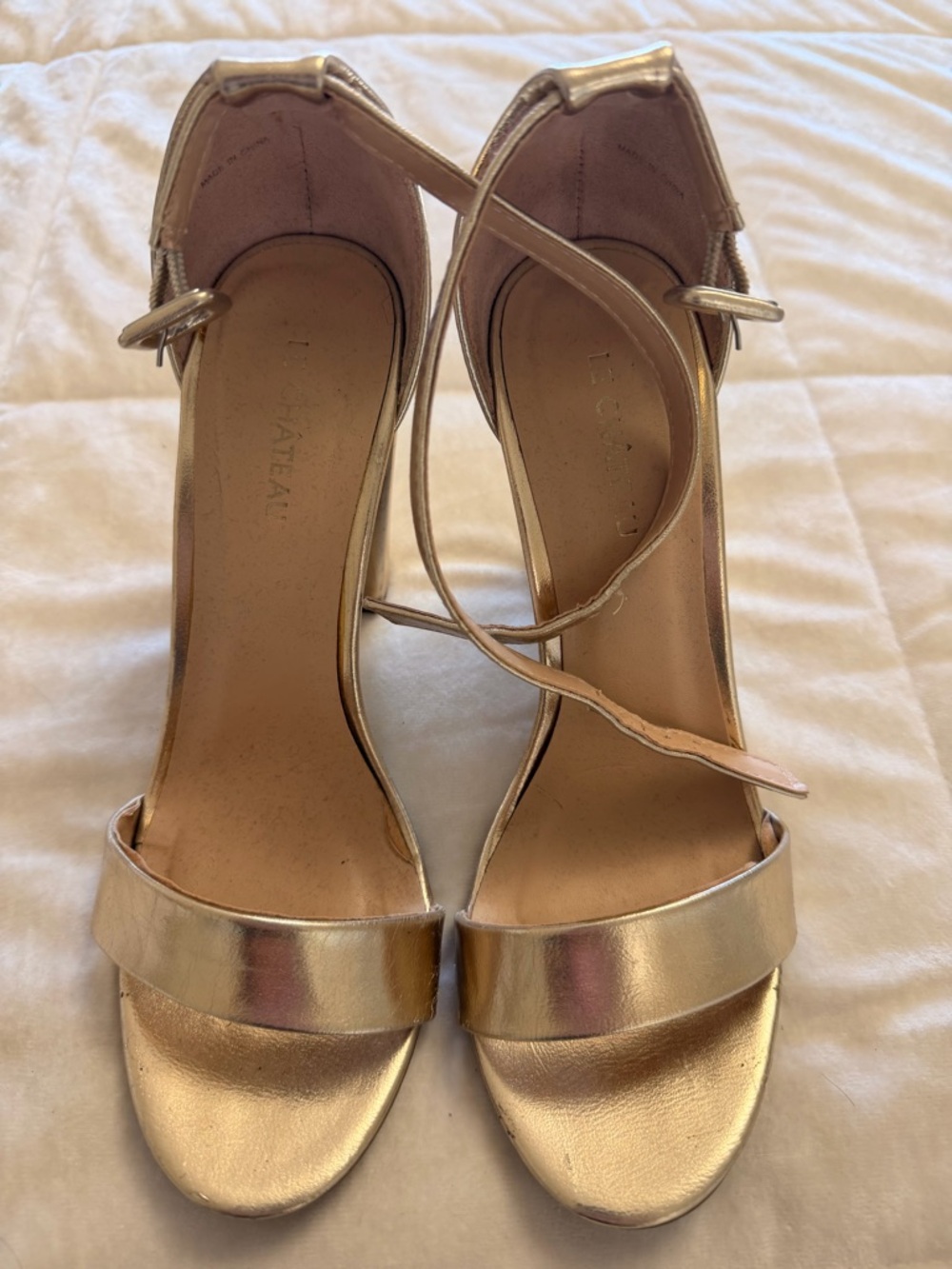 le chateau Metallic Gold Ankle-Strap Heeled Sandals